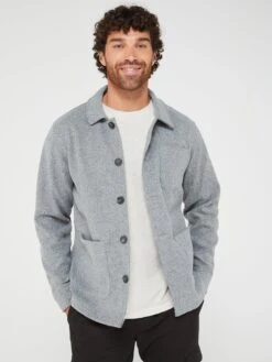 Brave Soul Faux Wool Worker Jacket - Grey Marl