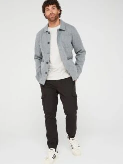 Brave Soul Faux Wool Worker Jacket - Grey Marl -Barbou Clothing Shop VNX3M SQ3 0000000215 LIGHT GREY MDo