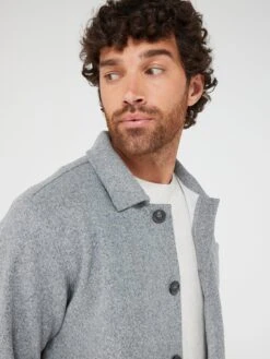 Brave Soul Faux Wool Worker Jacket - Grey Marl -Barbou Clothing Shop VNX3M SQ5 0000000215 LIGHT GREY MDd1