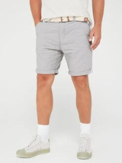 Brave Soul Relaxed Fit Belted Short - Grey