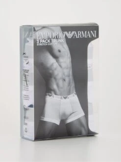 Emporio Armani Bodywear Three Pack Eva Waistband Stretch Cotton Trunks - White -Barbou Clothing Shop VP1A4 SQ4 0000000013 WHITE SLd1