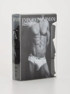 Emporio Armani Bodywear Three Pack Eva Waistband Stretch Cotton Briefs - Black -Barbou Clothing Shop VP1A5 SQ4 0000000004 BLACK SLd1