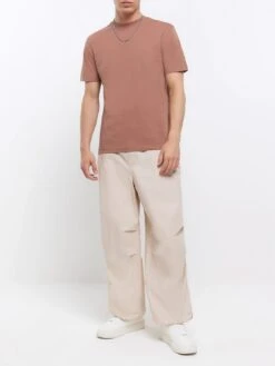 River Island Short Sleeve Slim T-shirt - Brown -Barbou Clothing Shop VQ3Z9 SQ3 0000000215 LIGHT GREY MDo