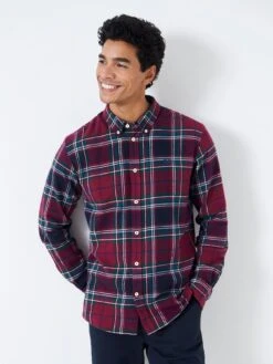 Crew Clothing Spencer Flannel Shirt - Red