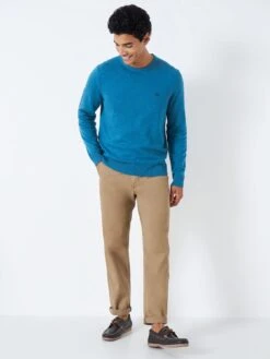 Crew Clothing Organic Cotton Crew Jumper - Bright Blue -Barbou Clothing Shop VQ6SF SQ4 0000000197 BRIGHT BLUE MDd