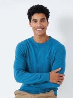 Crew Clothing Organic Cotton Crew Jumper - Bright Blue -Barbou Clothing Shop VQ6SF SQ5 0000000197 BRIGHT BLUE MDd1