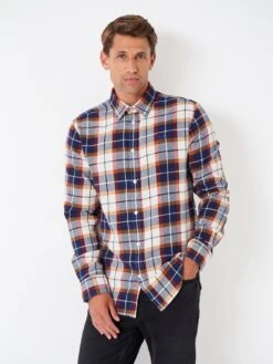 Crew Clothing Brushed Darwin Check Shirt - Multi