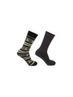 TOTES 2 Pack Original Football Slipper Socks - Multi -Barbou Clothing Shop VQ8GA SQ3 0000000029 MULTI SLd1