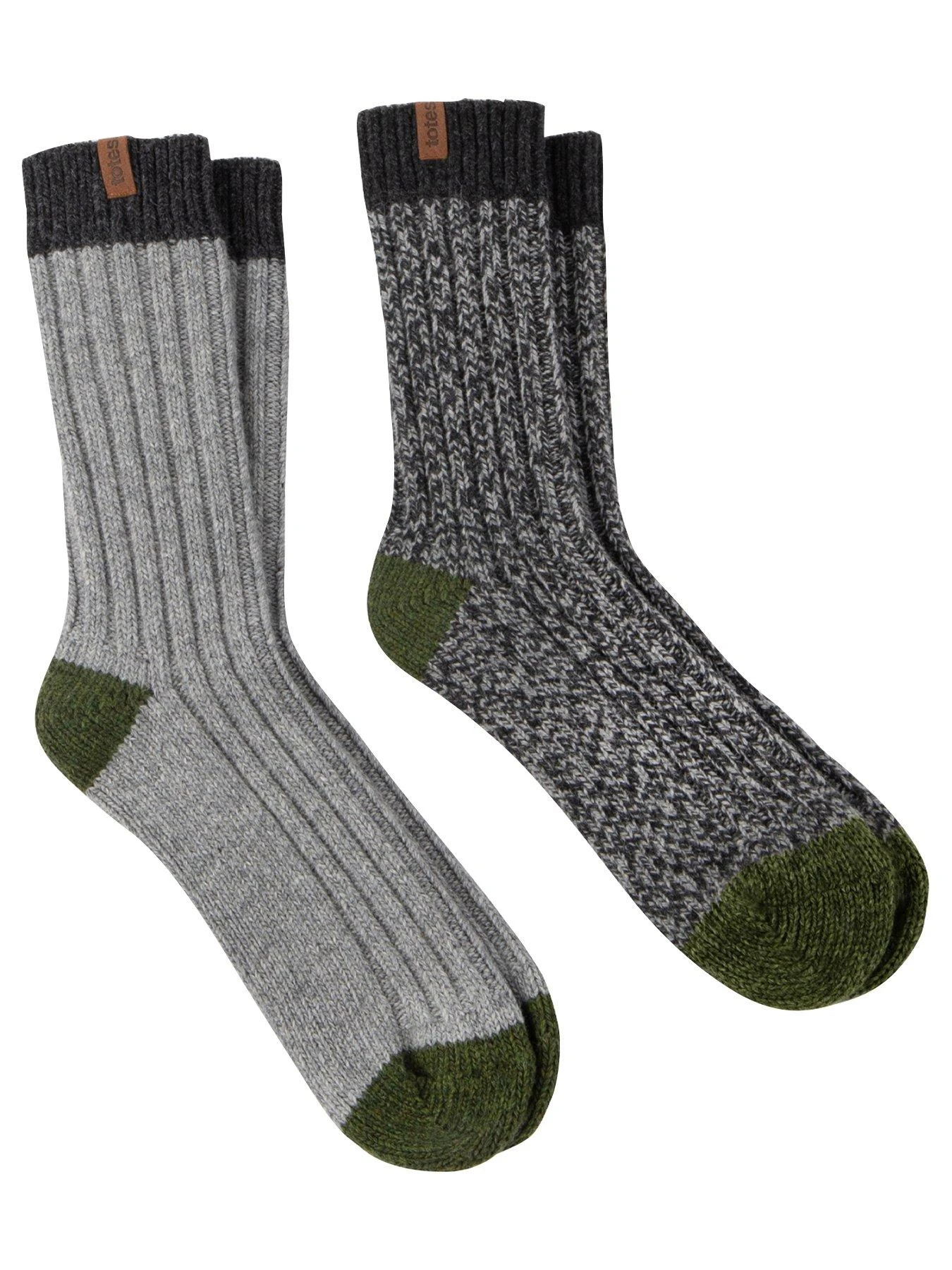 TOTES 2 Pack Chunky Twist Wool Blend Boot Socks - Grey 1 TOTES 2 Pack Chunky Twist Wool Blend Boot Socks - Grey