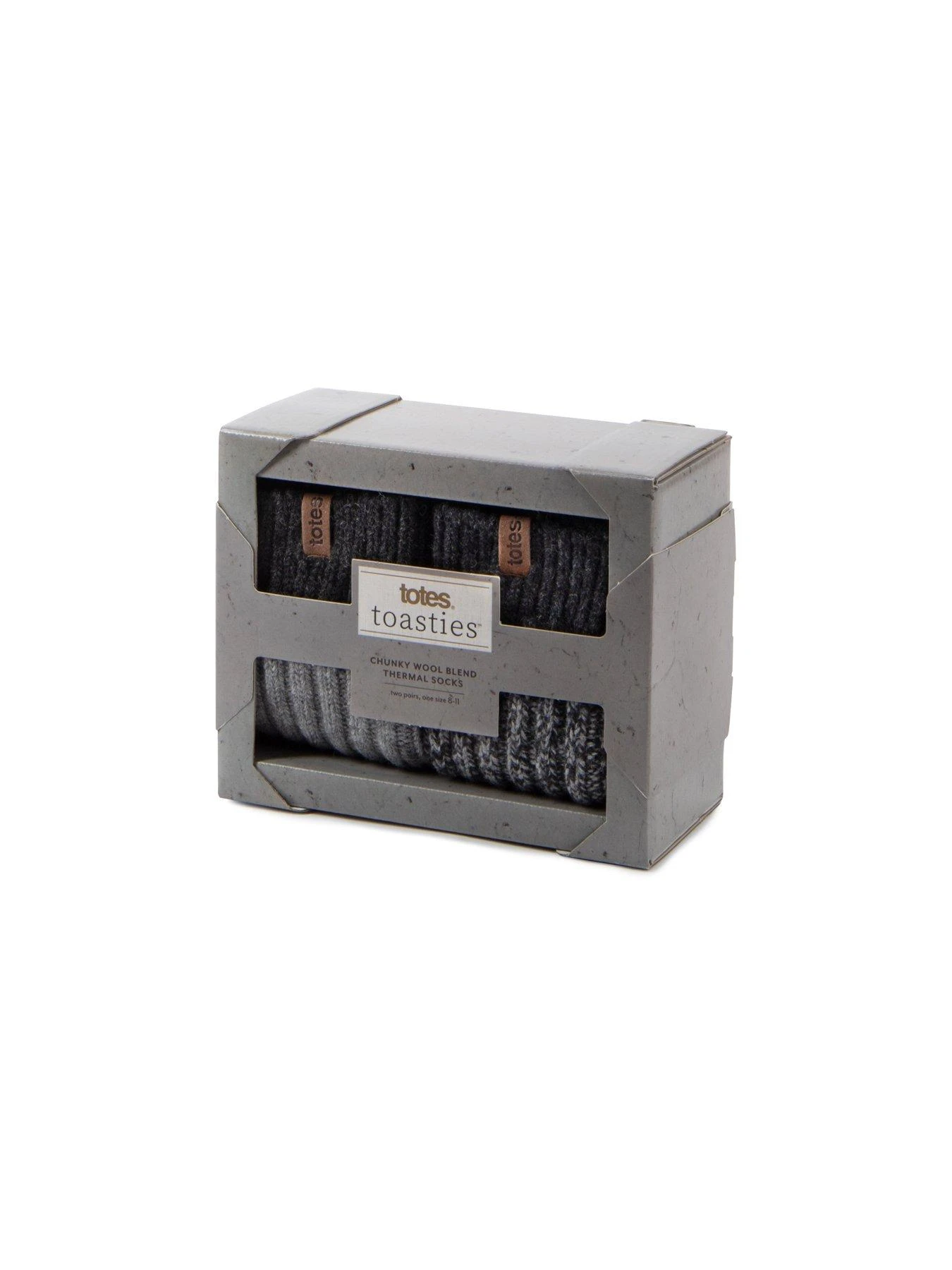 TOTES 2 Pack Chunky Twist Wool Blend Boot Socks - Grey 2 TOTES 2 Pack Chunky Twist Wool Blend Boot Socks - Grey - Image 2