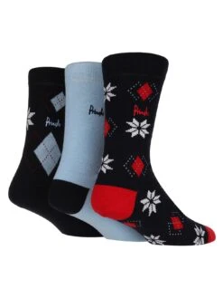 PRINGLE Christmas Hanging Gift Bamboo Socks - 3 Pack - Multi