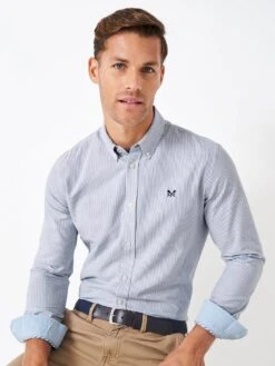 Crew Clothing Crew Clothing Long Sleeve Regular Fit Stripe Oxford Shirt - Navy