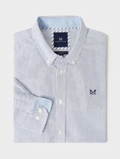 Crew Clothing Crew Clothing Long Sleeve Regular Fit Stripe Oxford Shirt - Navy -Barbou Clothing Shop VR5FL SQ3 0000000048 NAVY MDo