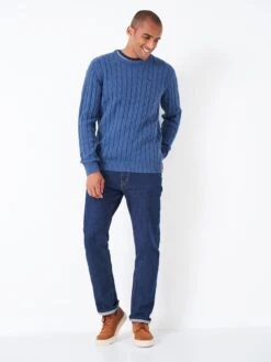 Crew Clothing Oarsman Cable Crew Knit Jumper - Dark Blue -Barbou Clothing Shop VR5FO SQ4 0000000354 DARK BLUE MDd
