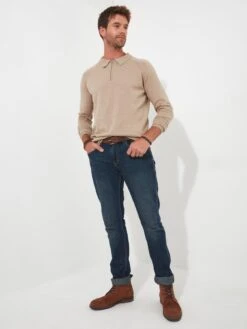 Joe Browns Joe Browns Premium Knitted Polo Shirt - Beige -Barbou Clothing Shop VRRL8 SQ3 0000000108 BEIGE MDo