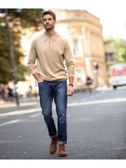 Joe Browns Joe Browns Premium Knitted Polo Shirt - Beige -Barbou Clothing Shop VRRL8 SQ5 0000000108 BEIGE MDd1