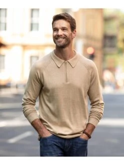 Joe Browns Joe Browns Premium Knitted Polo Shirt - Beige -Barbou Clothing Shop VRRL8 SQ6 0000000108 BEIGE MDd2