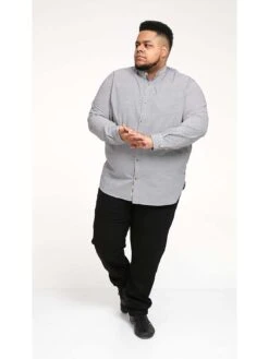 D555 Micro Dogtooth Check Grandad Shirt - Grey -Barbou Clothing Shop VRUXU SQ5 0000000005 GREY MDd1