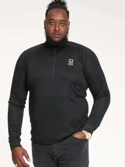 D555 Dry Wear L/S Zip-Up T-Shirt - Black