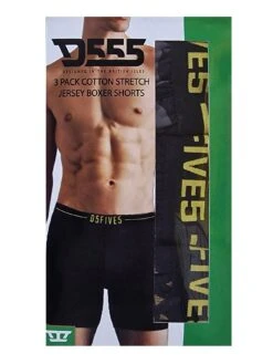 D555 3pk Cotton Stretch Boxer Shorts -Barbou Clothing Shop VS611 SQ3 0000000004 BLACK SLd1